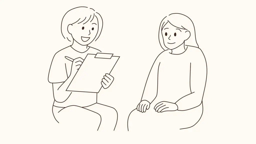 カルーセル１,女性がカウンセリングを受けているイラスト
