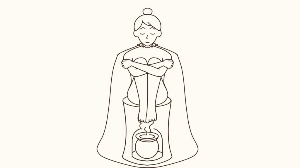 カルーセル４,女性が全身蒸しを受けているイラスト