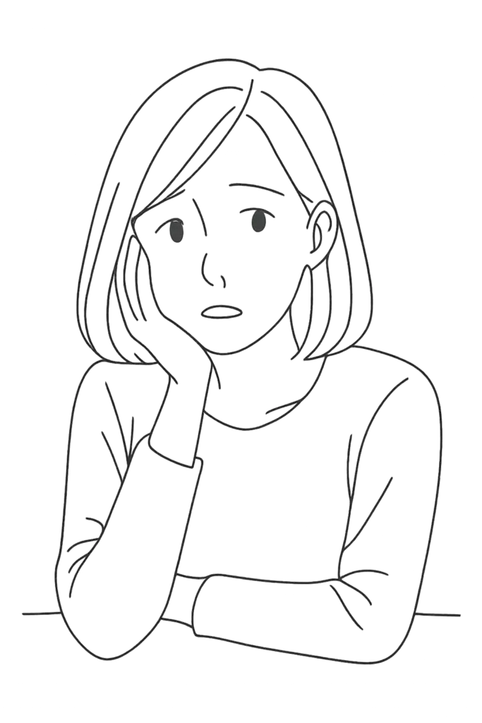 困る女性のイラスト